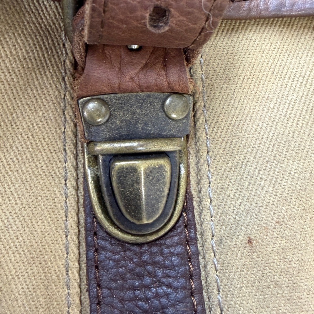 Vintage LL Bean Continental Rucksack Waxed Canvas Leather Backpack Tan Brown 90s - Picture 11 of 16
